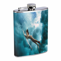 Surfer Pin Up Girls D8 Flask 8oz Stainless Steel Hip Drinking Whiskey - £11.83 GBP