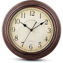 Vintage Wall Clock Silent Non Ticking - 12 Inch Quality Quartz Battery Operated  - £38.48 GBP