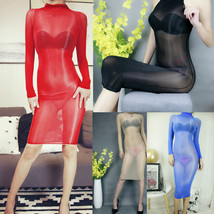 Women Glossy Oil Shiny Bodystocking See Through Sheer Bodysuit Tights Bodyhose - £7.49 GBP