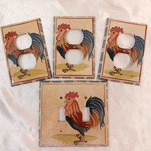 RARE All Fired Up! 3 Outlet Covers &amp; 1 Switch Plate Rooster Electrical C... - £45.15 GBP