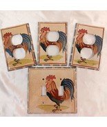 RARE All Fired Up! 3 Outlet Covers &amp; 1 Switch Plate Rooster Electrical C... - £45.41 GBP
