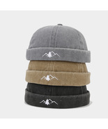 Vintage Washed Mountain Embroidered Brimless Beanie Docker Cap,Rolled Cu... - £15.00 GBP
