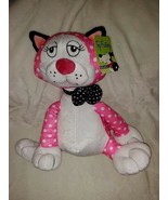 Toy Factory Plush Polka Dot Pink Kitty Cat 15 IN Tall Pink &amp; White - £35.52 GBP