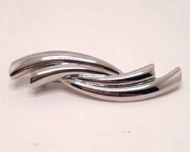 Monet Signed Vintage Silver Tone Wave Brooch Pin - $12.27