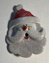 Brooch Pin Christmas Santa&#39;s Head Craft Fair Item Sparkles Resin  2.5 x ... - £3.93 GBP