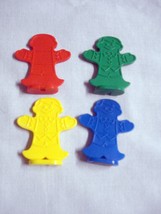 Four 1978 Candyland Game Gingerbread Plastic Figures Green, Red, Yellow,... - $7.99