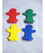 Four 1978 Candyland Game Gingerbread Plastic Figures Green, Red, Yellow,... - $7.99