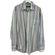 Nautica shirt XL mens striped pastel colors long sleeve colored top butt... - £22.15 GBP