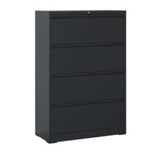 Lockable Metal File Cabinet: 4 Drawer, Black - £218.94 GBP