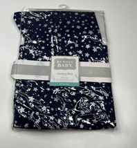 Hudson Bay NWT 100% cotton blue star baby 0-6 month sleeping bag sf5 - £11.07 GBP