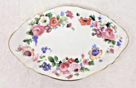 Hampton by GROSVENOR Floral Oval Relish Dish Plate w Gold 8 1/8 x 5 1/4 ... - $18.32