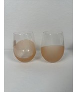 Lot Of 5 Glass Pier 1 One Crackle Amber Pink Blue Stemless Lowball Whisk... - $18.81