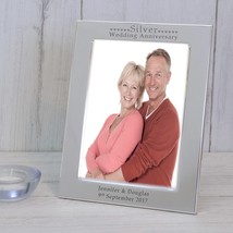 Personalised Engraved Silver Wedding Anniversary Silver Plated Photo Frame 25th  - £12.61 GBP