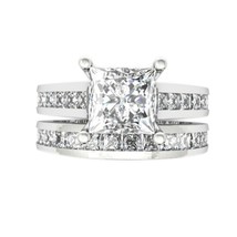 3.2Ct Anniversario Fidanzamento Anello Fascia Placcato Oro Bianco Diamanti Finti - £217.79 GBP