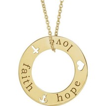 Authenticity Guarantee 
14k Yellow Gold Faith, Hope and Love Pierced Disc Nec... - £446.41 GBP