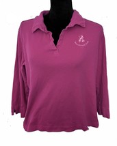Ladies Long Sleeve Shirt, Antigua, V Neck, 3/4 Length Sleeves, Raspberry - $19.77