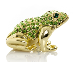 Keren Kopal Hand made Sitting  Frog Trinket box Decorated with Austrian ... - $43.79