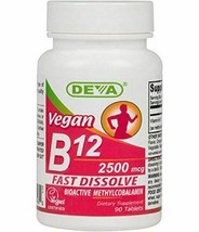NEW Deva Nutrition Vegan Sublingual Fast Dissolve B-12 Tablets 2500 mcg 90 Count - £11.26 GBP