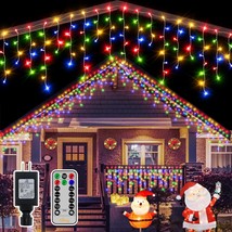 Icicle Lights Outdoor 486Led 40Ft, Multicolor Christmas Light With 8 Modes Timer - £58.12 GBP