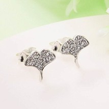 2022 Autumn Release 925 Sterling Silver Gingko Leaf Sparkling Stud Earrings  - £13.42 GBP