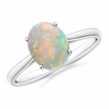 ANGARA 9x7mm Natural Opal Solitaire Cocktail Ring in Silver for Women, Girls - £181.38 GBP+