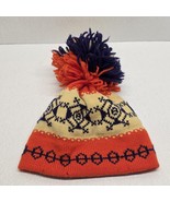 Vintage Roasty Toasty Wool Big Pom Hat Winter Ski Blue Orange Cream Snow... - $469.28 MXN
