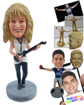 Personalized Bobblehead Nice gal wearing cool cblouse and boots playing a nice e - £71.14 GBP