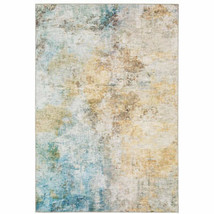 9&#39; X 12&#39; Blue And Yellow Abstract Power Loom Stain Resistant Area Rug - $801.85