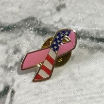 Pink Ribbon American Flag Lapel Pin Breast Cancer Awareness Support The ... - £5.45 GBP