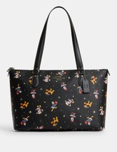 COACH X Disney Gallery Leather Tote With Holiday Print ~NWT~ Black CM189 - £168.35 GBP