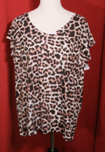 Charm &amp; Share  Women&#39;s 3XL  22 Knit Leopard Animal Print Shirt Rhinestones - £14.22 GBP