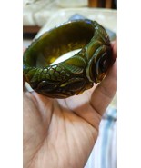 Unique vintage   green leaves rose bakelite  bangle bracelet - $249.00