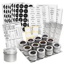 12 Pack 3 Oz Magnetic Spice Tins 3 Wall Plates 269 Seasoning Labels - £41.55 GBP