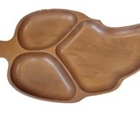 Vtg MCM Teak Leaf Bowl Segmented Wooden Dish Nut Tray - $12.69