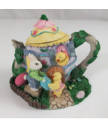 Hobby Lobby Easter Bunny &amp; Chicks Teapot House Trinket Box 3" Figurine - €10,74 EUR