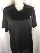 Adidas Men Athletic Shirt Short Sleeve Semi sheer   Black Grey  Stay Dry Large - £50.10 GBP