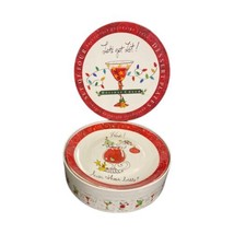 Certified Int’l. HOLIDAY CHEER 4 Salad Plates &quot;Lets Get Lit&quot; Christmas Dessert - £27.29 GBP