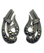 vintage sterling silver clip on marcasite earrings  - £47.21 GBP