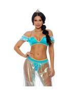 Jasmine Princess Costume Crop Top Harem Pants Panty Tiara Crown Aladdin ... - £43.73 GBP