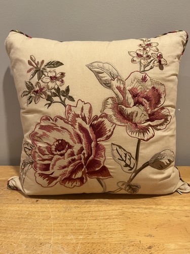 Waverly Garden Room Norfolk Rose Embroidered Throw Pillow 16x16” - $49.49
