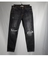 ZARA Jeans Womens Size 36 Dark Gray Button Fly Skinny Leg Ripped Distressed - $564.31 MXN