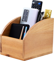 Vintage Wooden Mail Sorter Rustic Wood Desk Organizer with 3 Compartment Wood Ca - £16.47 GBP
