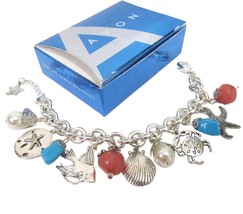 Avon Ocean Life Charm Bracelet Silver Plated Sea Nautical Starfish Sand Dollar  - £15.78 GBP