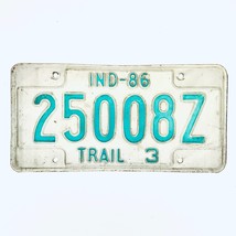 1986 United States Indiana Bartholomew County Trailer License Plate 25008Z - £13.23 GBP
