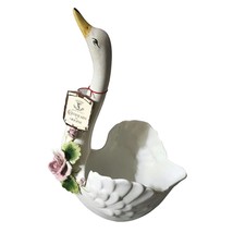 Vintage Capodimonte Swan Centerpiece Italy Flower Planter Vase Planter Rose - $53.34