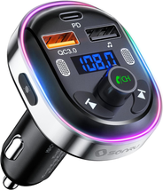 SONRU​ Bluetooth 5.3 Fm Transmitter for Car, Bluetooth Car Adapter with Dual USB - £22.23 GBP
