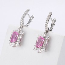 2CT Smeraldo Finto Zaffiro Rosa Halo Orecchini Pendenti Argento Sterling Vday - $232.09