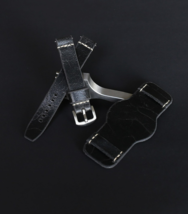 Leather cuff watch strap, Black wrist band 18-26mm, Handmade Bund Band M... - $59.00