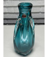 VTG Ucagco Blue Art Glass Flower Vase Heavy Thick Handcrafted Japan MCM ... - $731.61 MXN