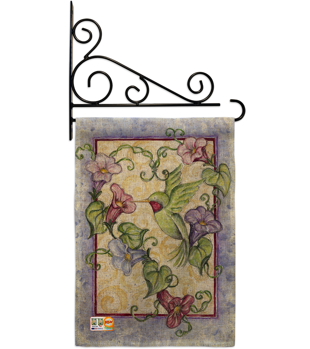Primary image for Hummingbird with Trumpet Flowers Burlap - Impressions Decorative Metal Fansy Wal